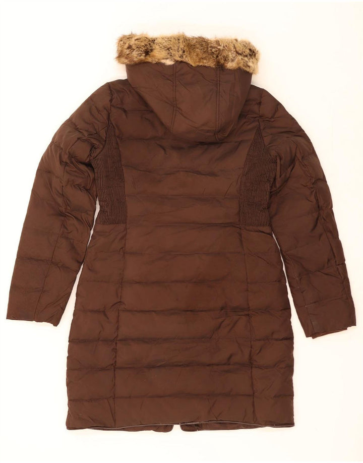 JOULES Γυναικείο παλτό με κουκούλα UK 10 Small Brown Polyester