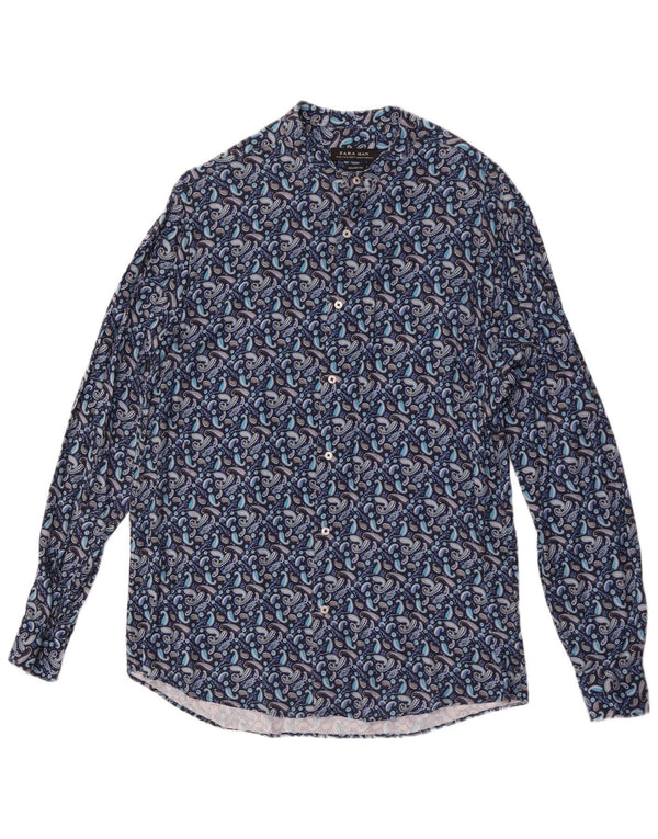 Ανδρικό πουκάμισο Zara Relaxed Fit XL Blue Paisley Viscose