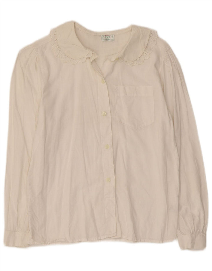 Γυναικείο πουκάμισο Benetton Μπλούζα UK 8 Small Off White Βαμβακερό