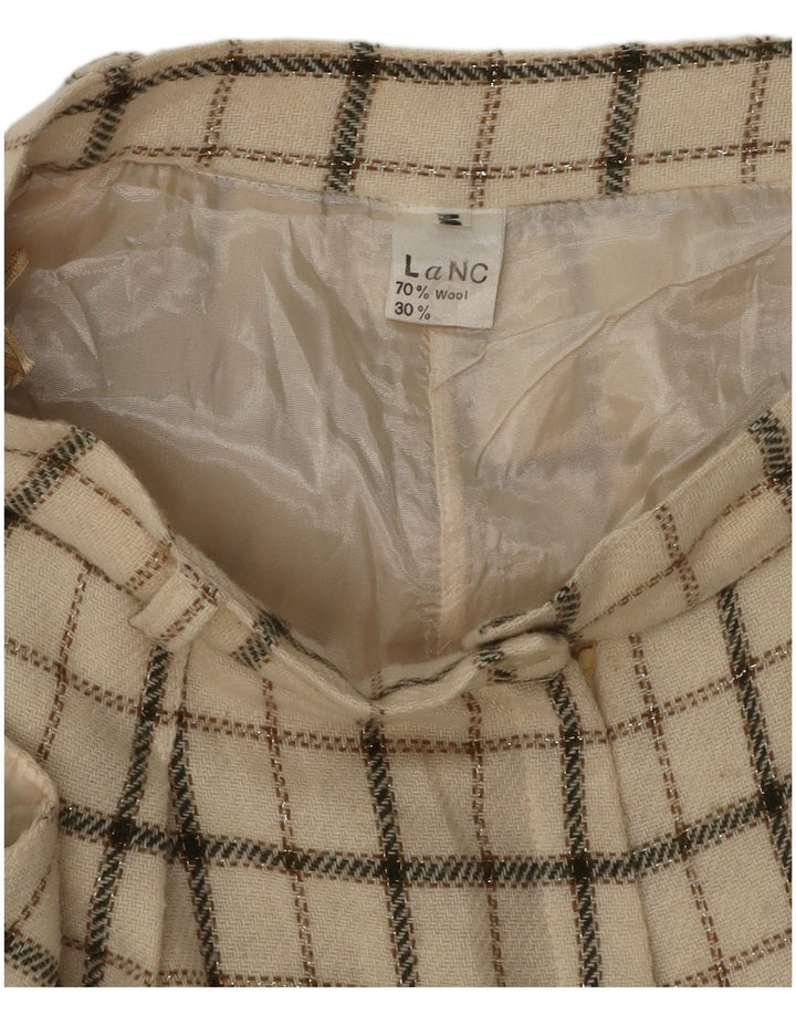 VINTAGE Γυναικείο Ψηλόμεσο Σορτσάκι Μεσαίο W26 Μπεζ καρέ μαλλί