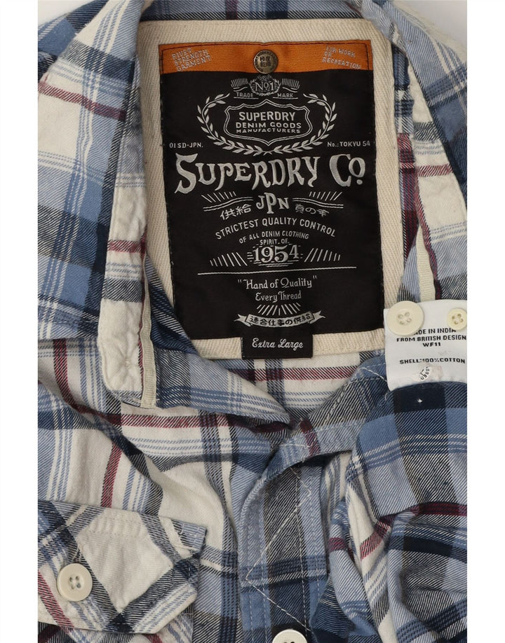 Ανδρικό φανελένιο πουκάμισο SUPERDRY XL Μπλε καρό βαμβακερό