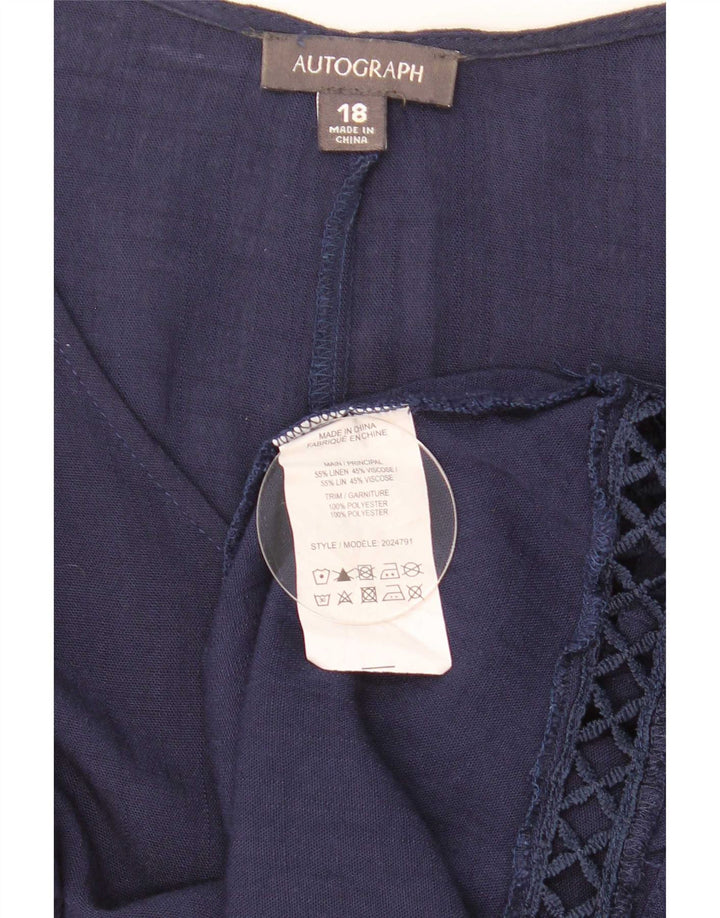 Marks & Spencer Γυναικεία Αυτόγραφο Μπλούζα Oversized Top UK 18 XL Navy Blue