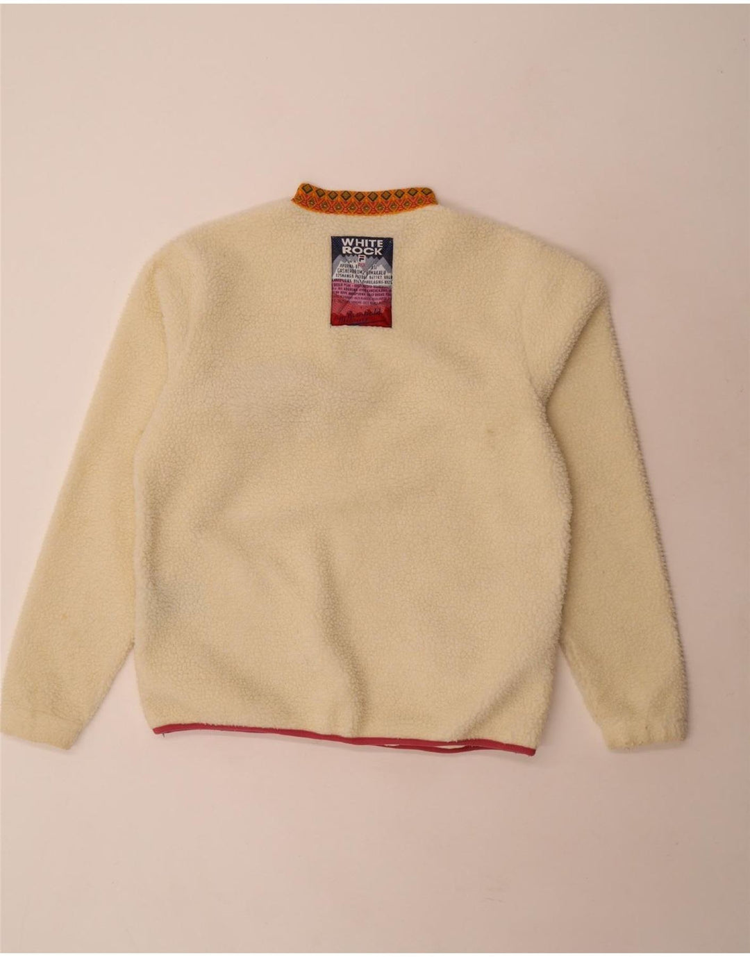 Fila Womens Limited Edition Fleece Jumper UK 14 Medium Off White