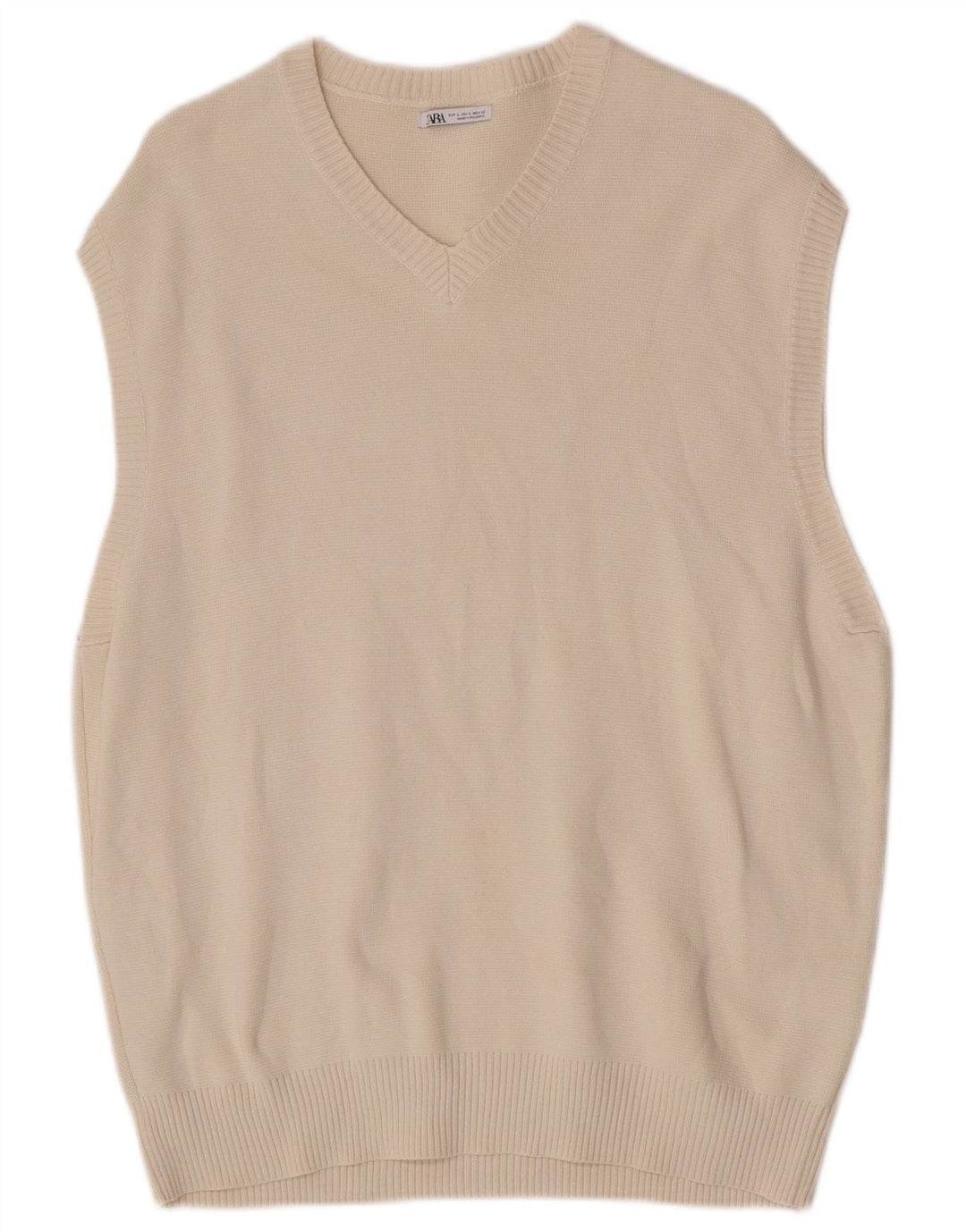 Zara ανδρικό γιλέκο Tank Top Large Off White Βαμβακερό