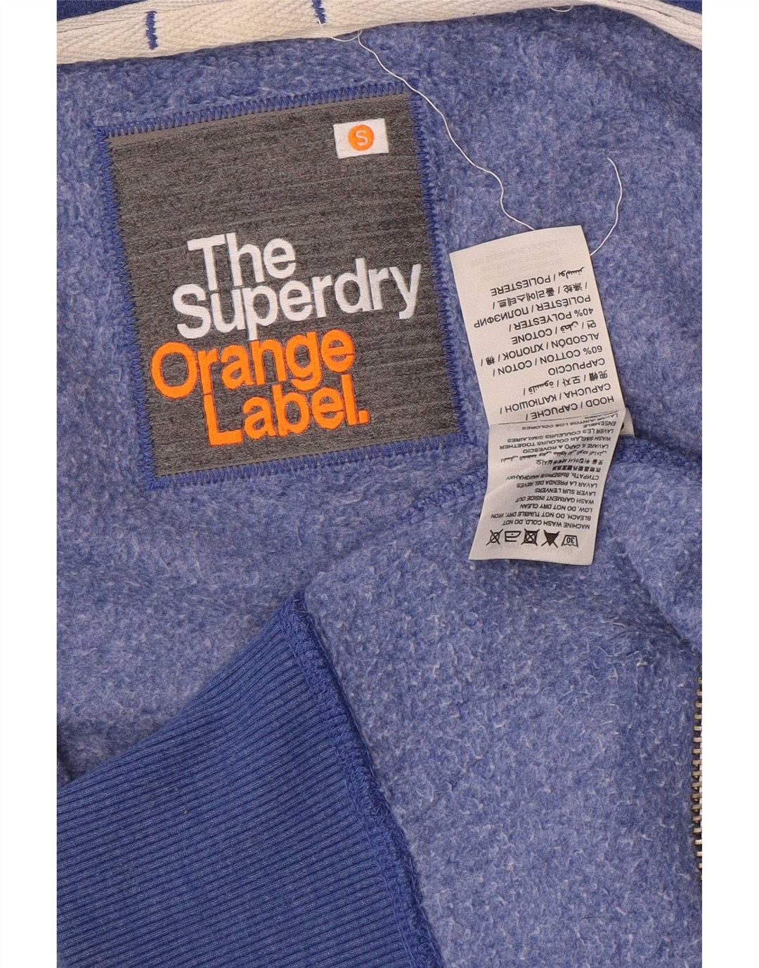 Ανδρικό πουλόβερ με κουκούλα με φερμουάρ Superdry Μικρό μπλε βαμβακερό
