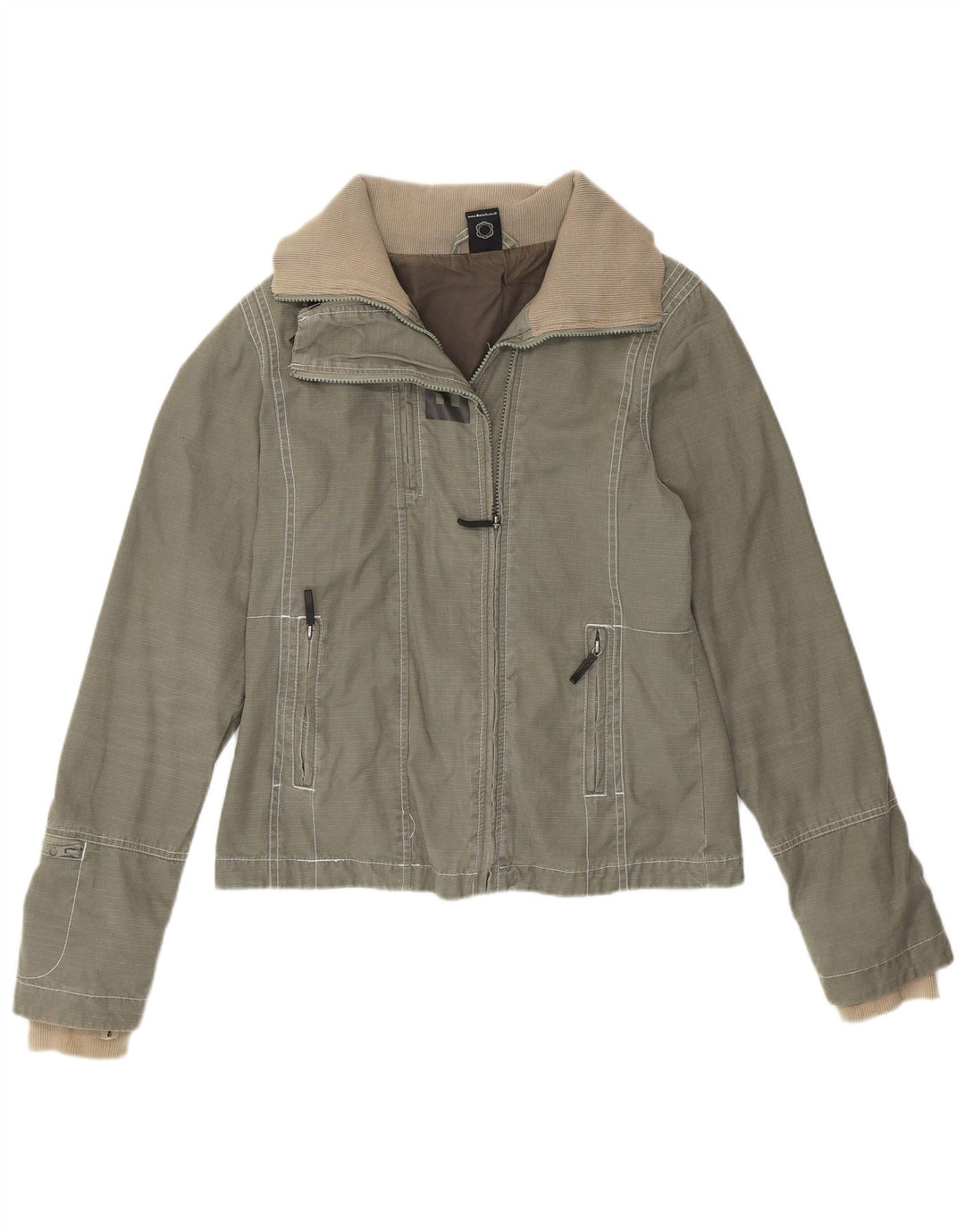 Γυναικείο Utility Jacket Πάγκου UK 14 Medium Khaki Cotton