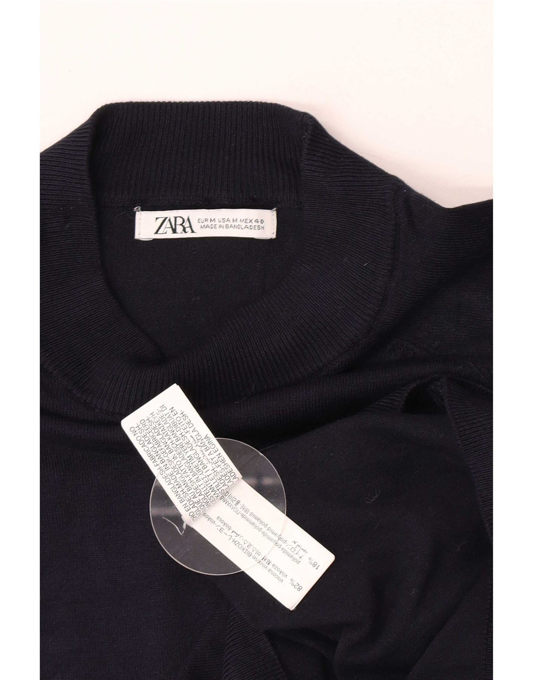 Ανδρικό πουλόβερ Zara με λαιμόκοψη, μεσαία μπλε βισκόζη