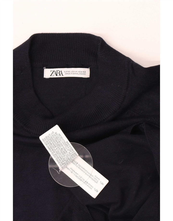 Ανδρικό πουλόβερ Zara με λαιμόκοψη, μεσαία μπλε βισκόζη