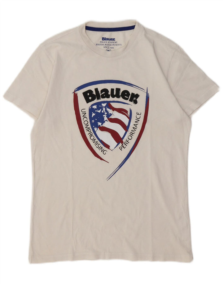 Γραφικό T-Shirt για αγόρι BLAUER Τοπ 13-14 ετών Λευκό βαμβακερό