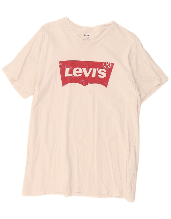 Γυναικείο γραφικό T-Shirt Levi's Top UK 18 XL Λευκό βαμβακερό