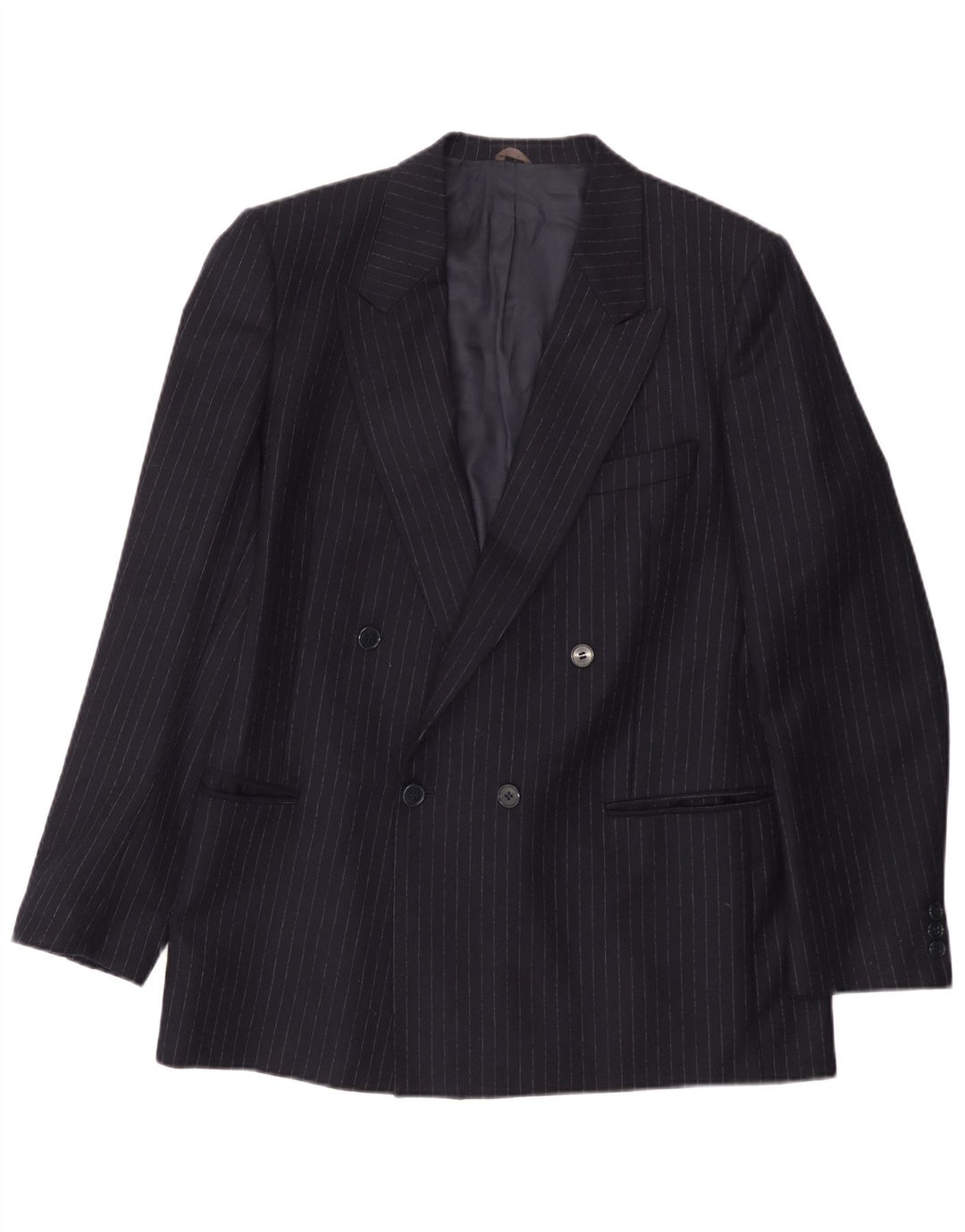Ανδρικό σακάκι με διπλό στήθος Lubiam UK 38 Medium Navy Blue Pinstripe