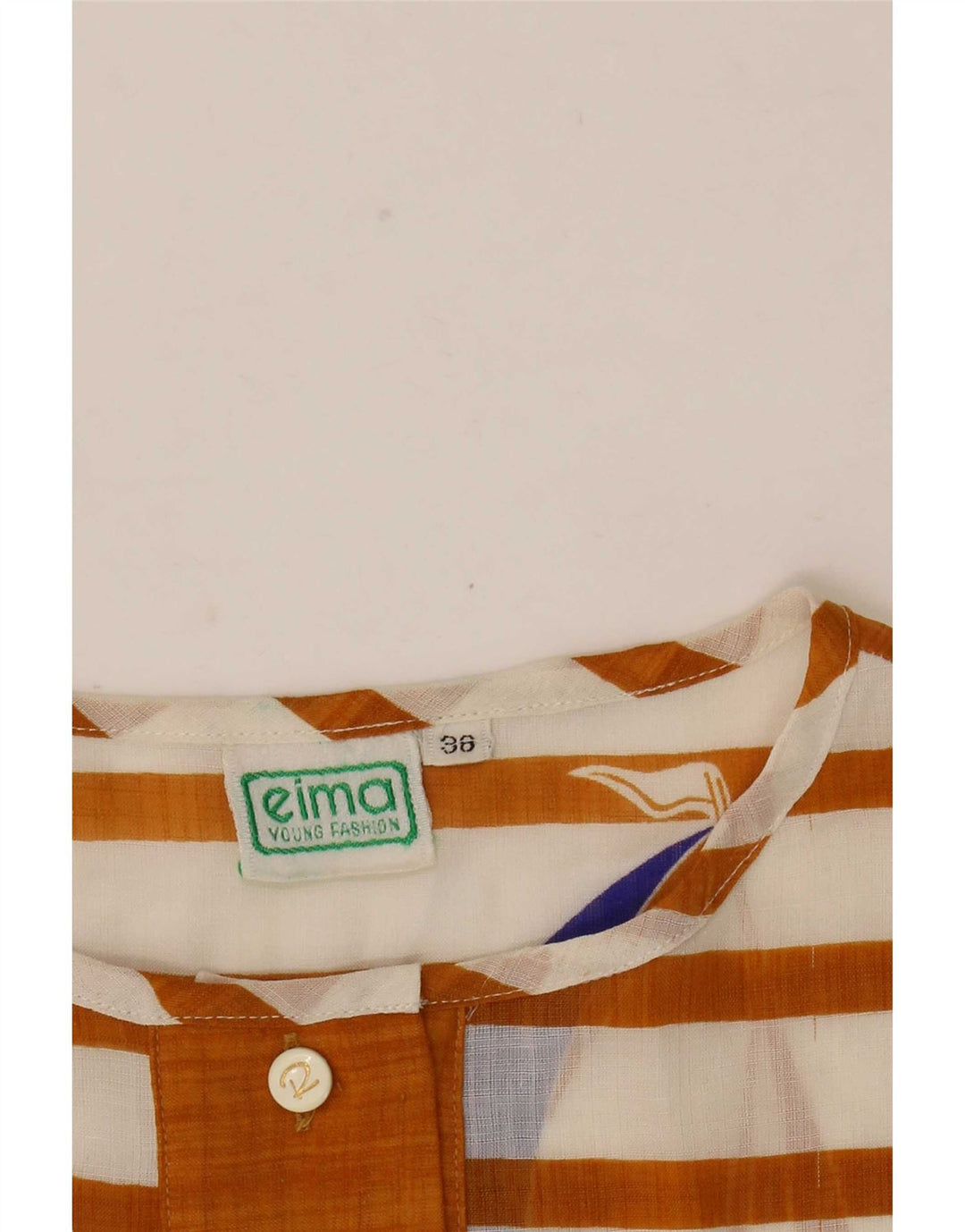 Vintage Γυναικεία Γραφική Μπλούζα Oversized Top EU 36 Small Brown ριγέ
