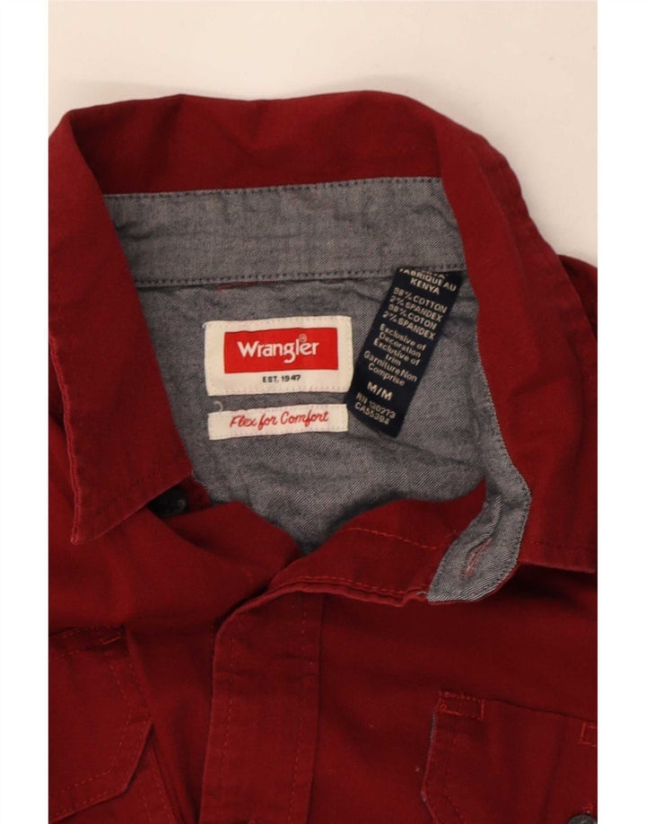 Ανδρικό κοντομάνικο πουκάμισο Wrangler, μεσαίο βαμβακερό μπορντό