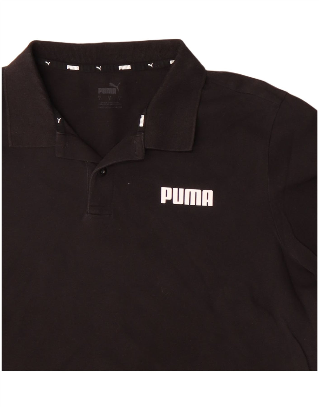 Ανδρικό μπλουζάκι πόλο PUMA μεγάλο μαύρο βαμβακερό