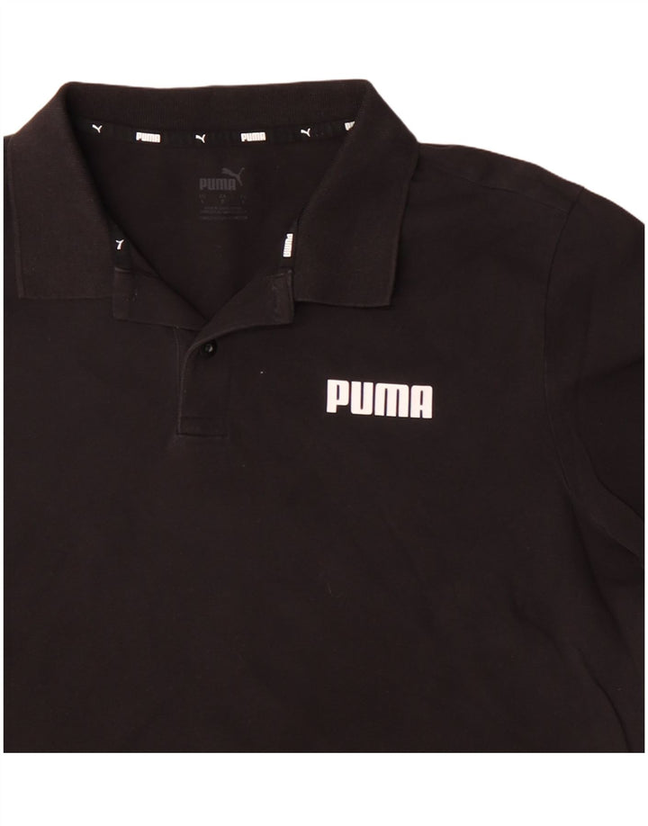 Ανδρικό μπλουζάκι πόλο PUMA μεγάλο μαύρο βαμβακερό