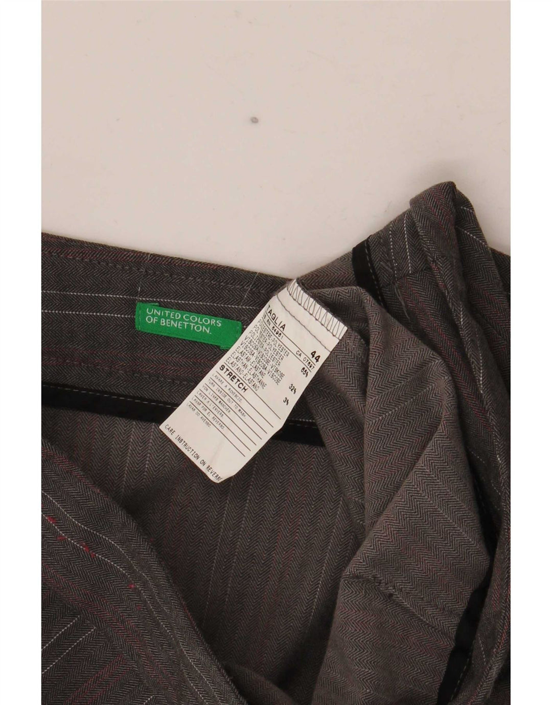 Γυναικείο Stretch Παντελόνι Benetton IT 44 Medium W32 L35 Grey Pinstripe