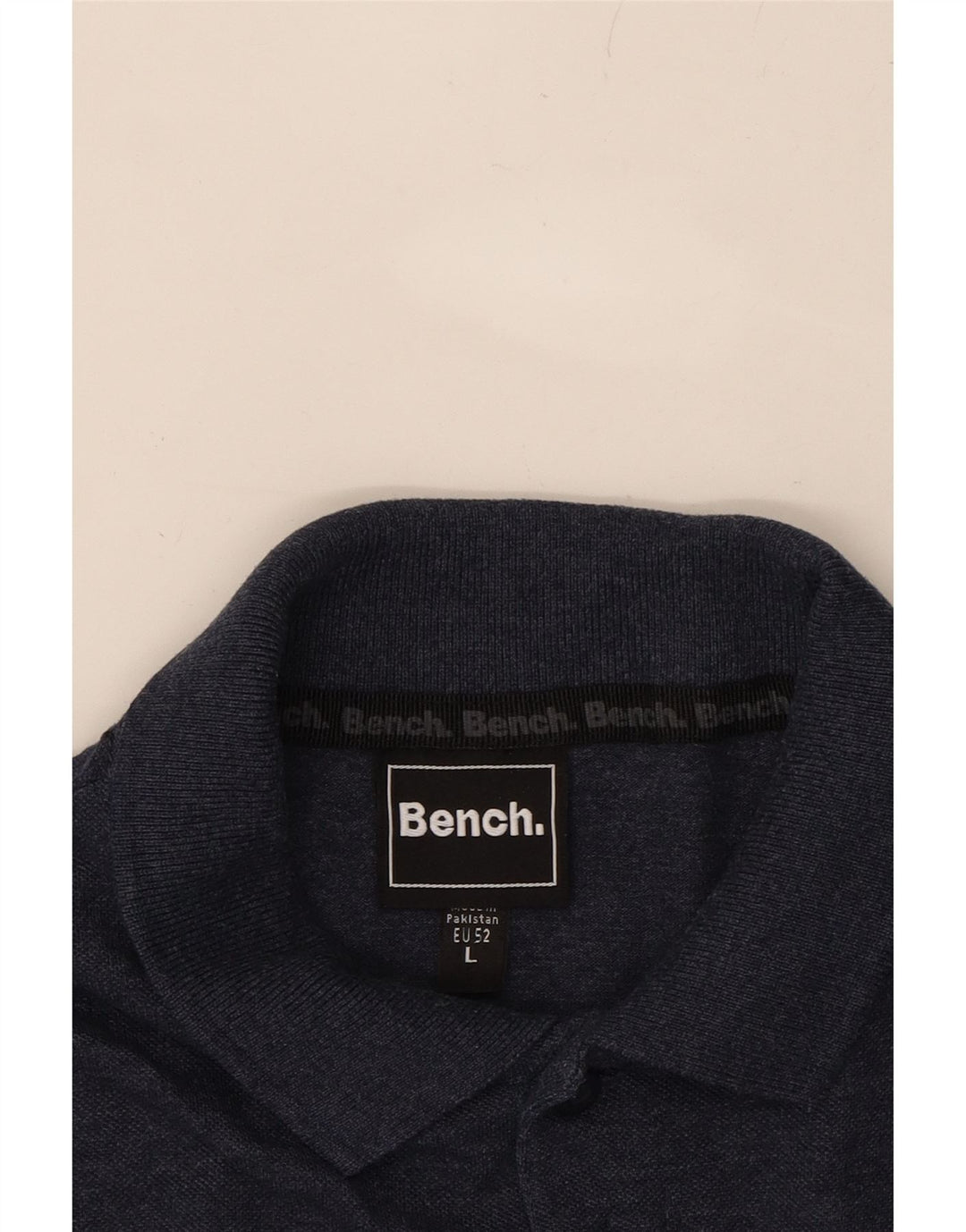 BENCH Mens Polo Shirt IT 52 Large Navy Blue Cotton Vintage Bench and Second-Hand Bench from Messina Hembry 