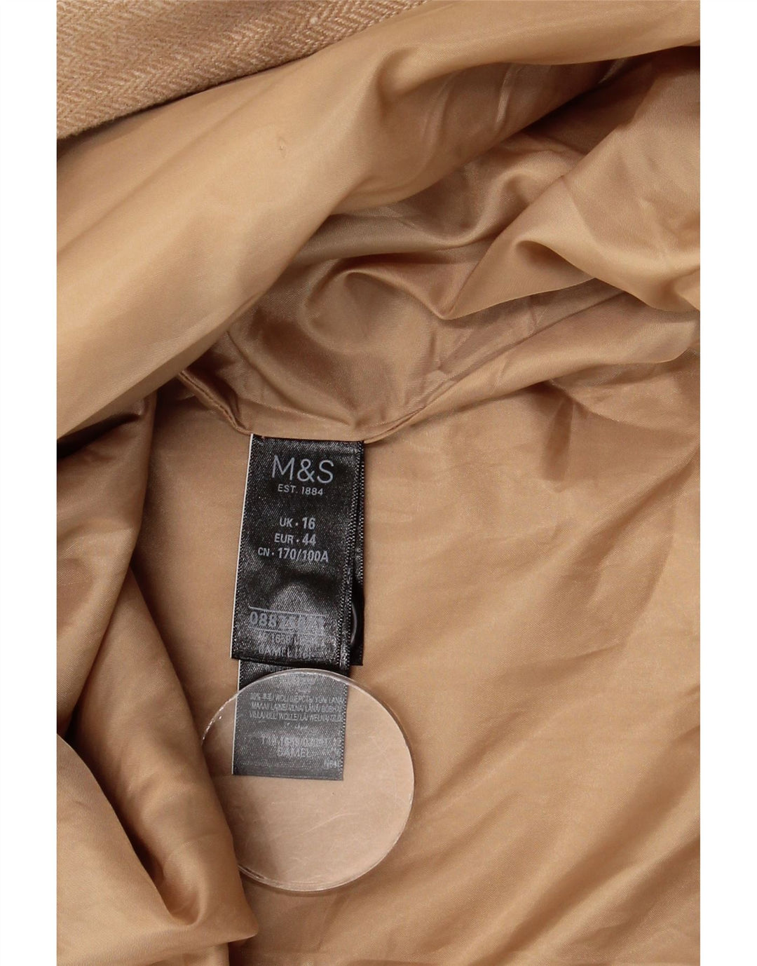 Marks & Spencer Γυναικείο Πανωφόρι UK 16 Μεγάλο Μπεζ μαλλί ψαροκόκαλο