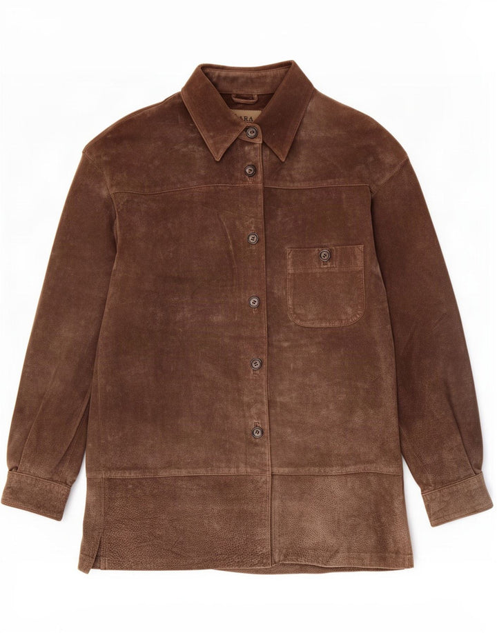 Zara Γυναικείο Suede Jacket UK 14 Medium Brown Δερμάτινο