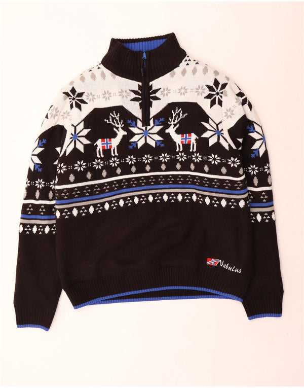 Ανδρικό Nebulus Sherpa πουλόβερ με φερμουάρ UK 42 Large Black Fair Isle