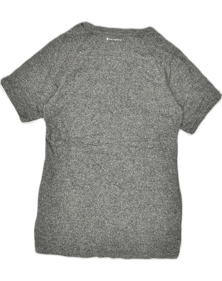CHAMPION Womens T-Shirt Top UK 12 Medium Grey Flecked Polyester | Vintage Champion | Thrift | Second-Hand Champion | Used Clothing | Messina Hembry 