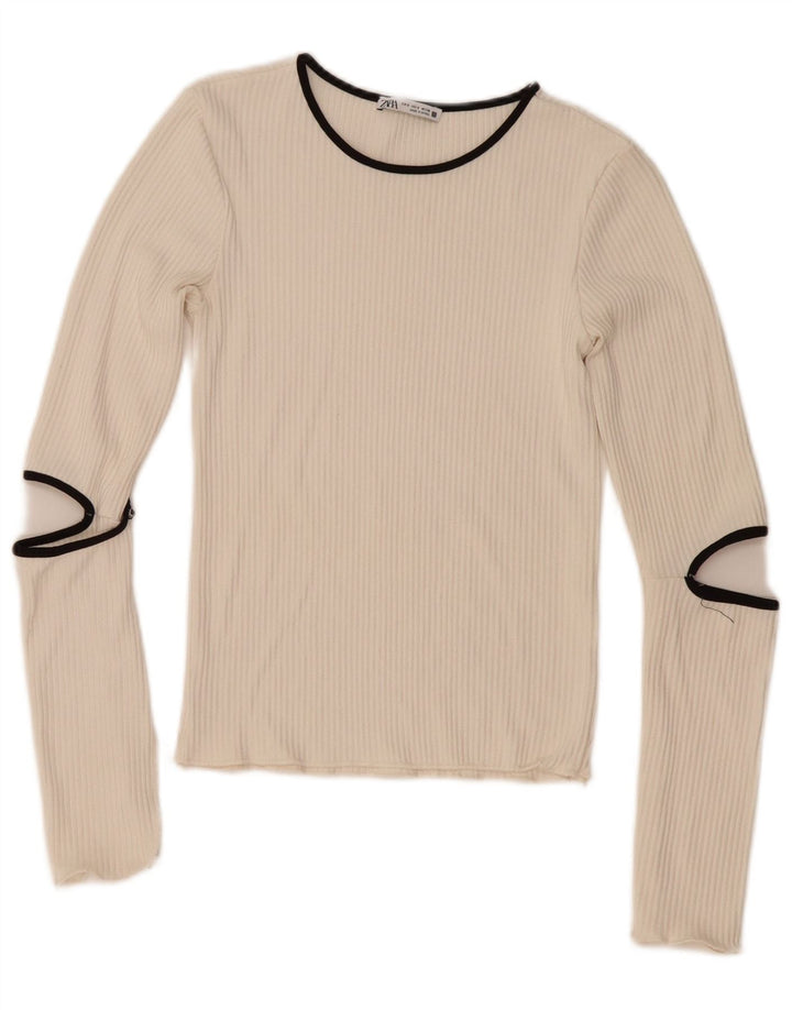 Zara Γυναικείο τοπ Μακρύ μανίκι UK 8 Small White