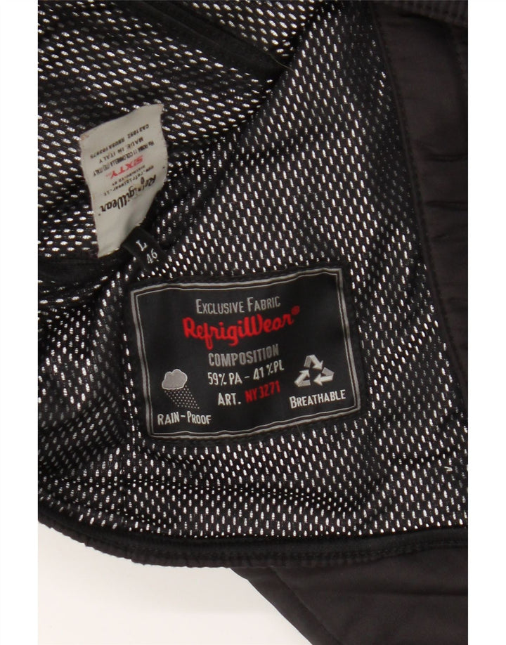 Refrigiwear Γυναικείο μπουφάν με κουκούλα αντιανεμικό UK 16 μεγάλο μαύρο πολυαμίδιο