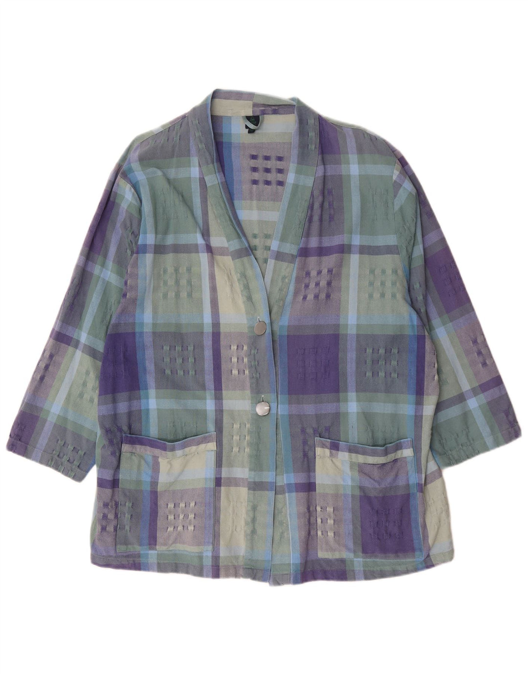 Vintage γυναικείο μπουφάν Blazer 3/4 μανίκια IT 52/54 2XL Πολύχρωμο Check
