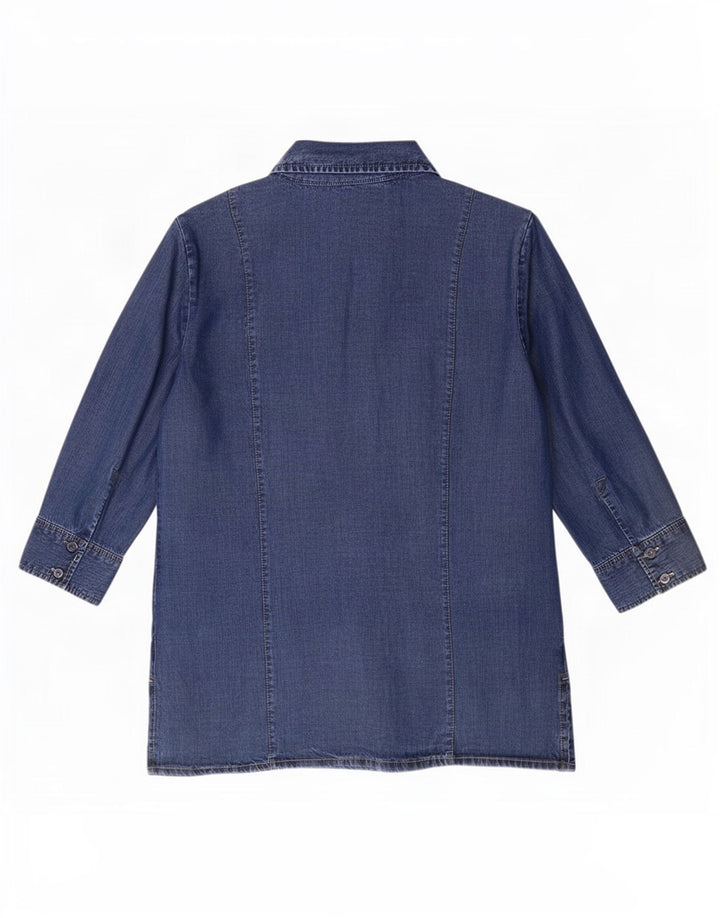 Marks & Spencer Γυναικείο πουκάμισο 3/4 με μανίκια τζιν UK 12 Medium Blue Lyocell