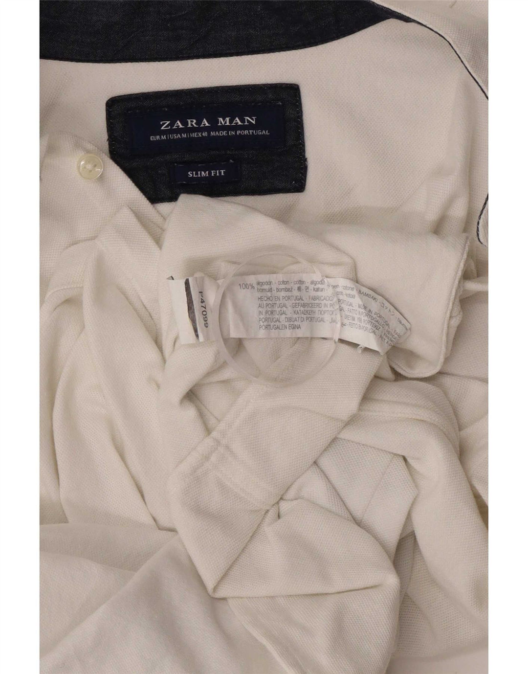 Ανδρικό πουκάμισο Zara με κοντό μανίκι, μεσαίο λευκό βαμβακερό