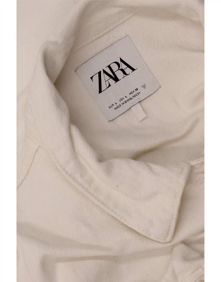 Zara Γυναικεία Τζιν Ολόσωμη φόρμα UK 14 Μεγάλη Λευκή Βαμβακερή