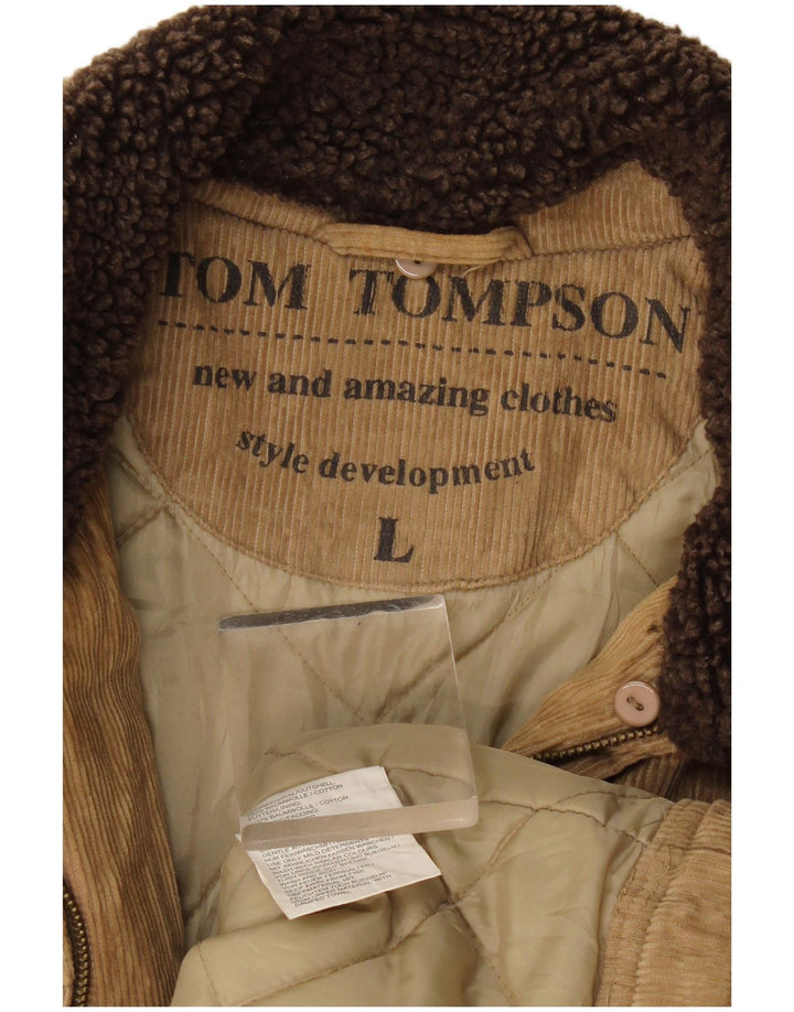 Ανδρικό κοτλέ μπουφάν Tom Tompson UK 40 μεγάλο μπεζ βαμβακερό