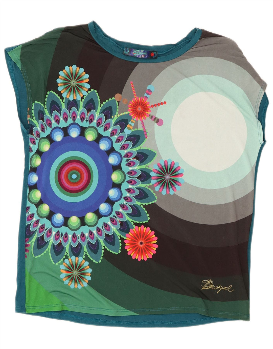 Γυναικείο γραφικό μπλουζάκι Desigual Top UK 14 Medium πολύχρωμο