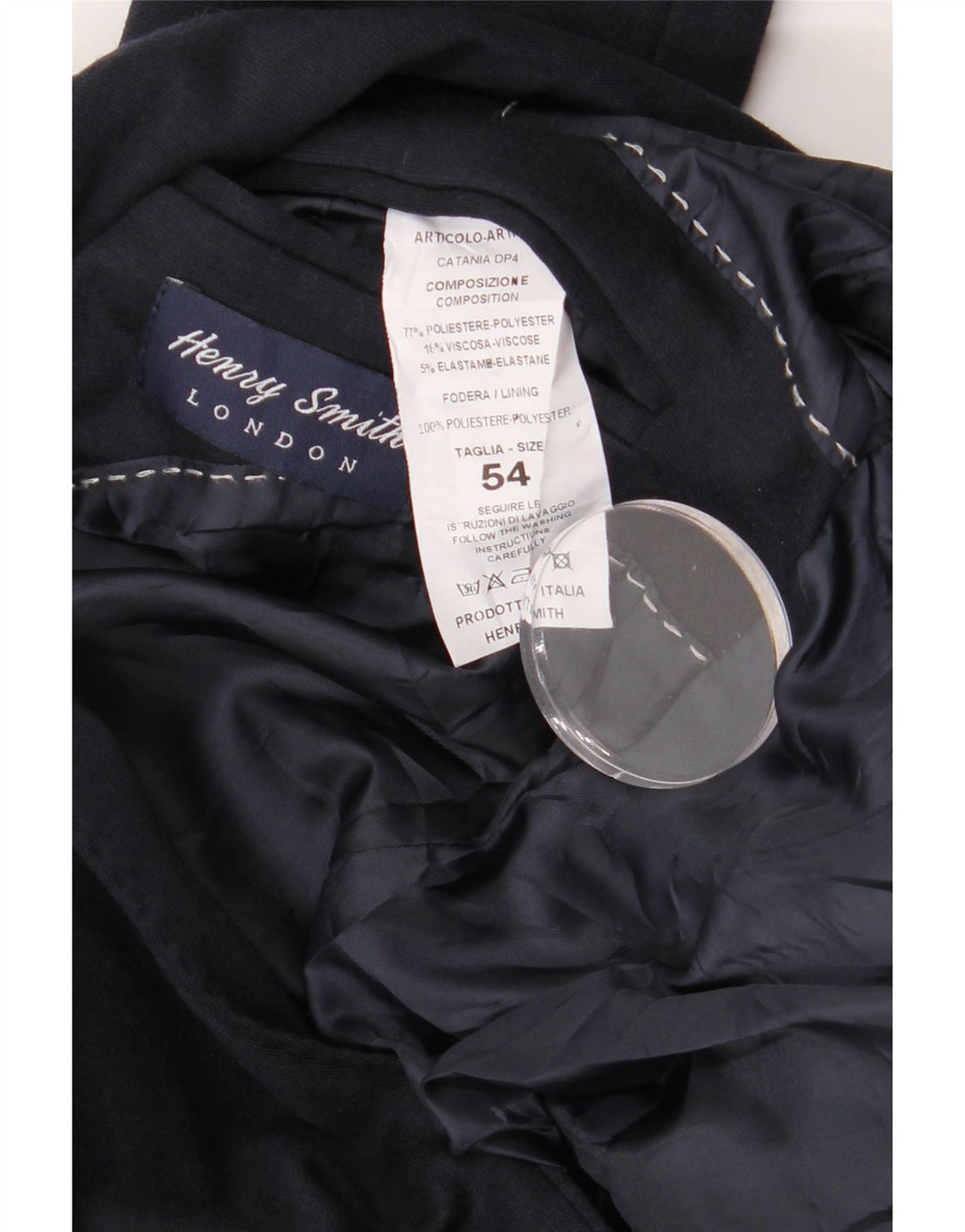 Vintage ανδρική φόρμα 2 κουμπιών IT 54 2XL W34 L30 Navy Blue Polyester