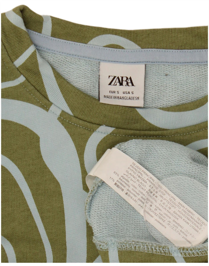 Zara Γυναικεία Abstract Pattern Oversized φούτερ Jumper UK 10 Small Khaki