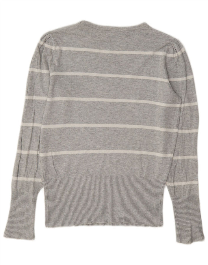 Marks & Spencer Γυναικείο πουλόβερ με λαιμόκοψη UK 8 Small Grey ριγέ