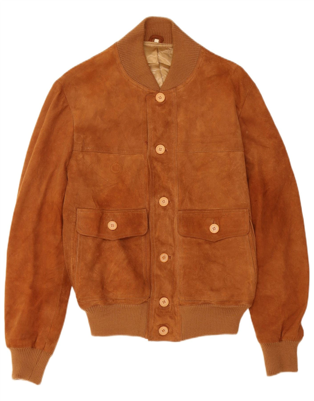 VINTAGE Ανδρικό Suede Bomber Jacket UK 38 Medium Brown