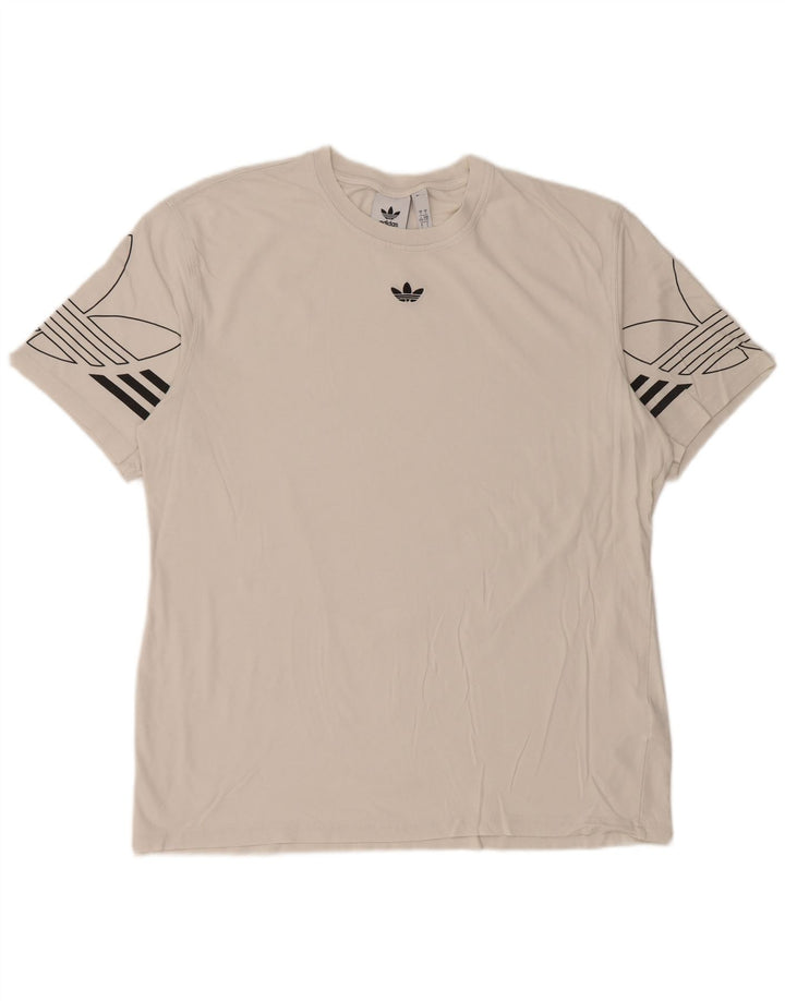 Ανδρικό γραφικό T-Shirt Adidas Top μεγάλο λευκό βαμβακερό