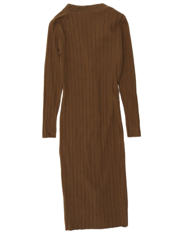 Zara Γυναικείο μακρυμάνικο Maxi Φόρεμα UK 12 Medium Khaki