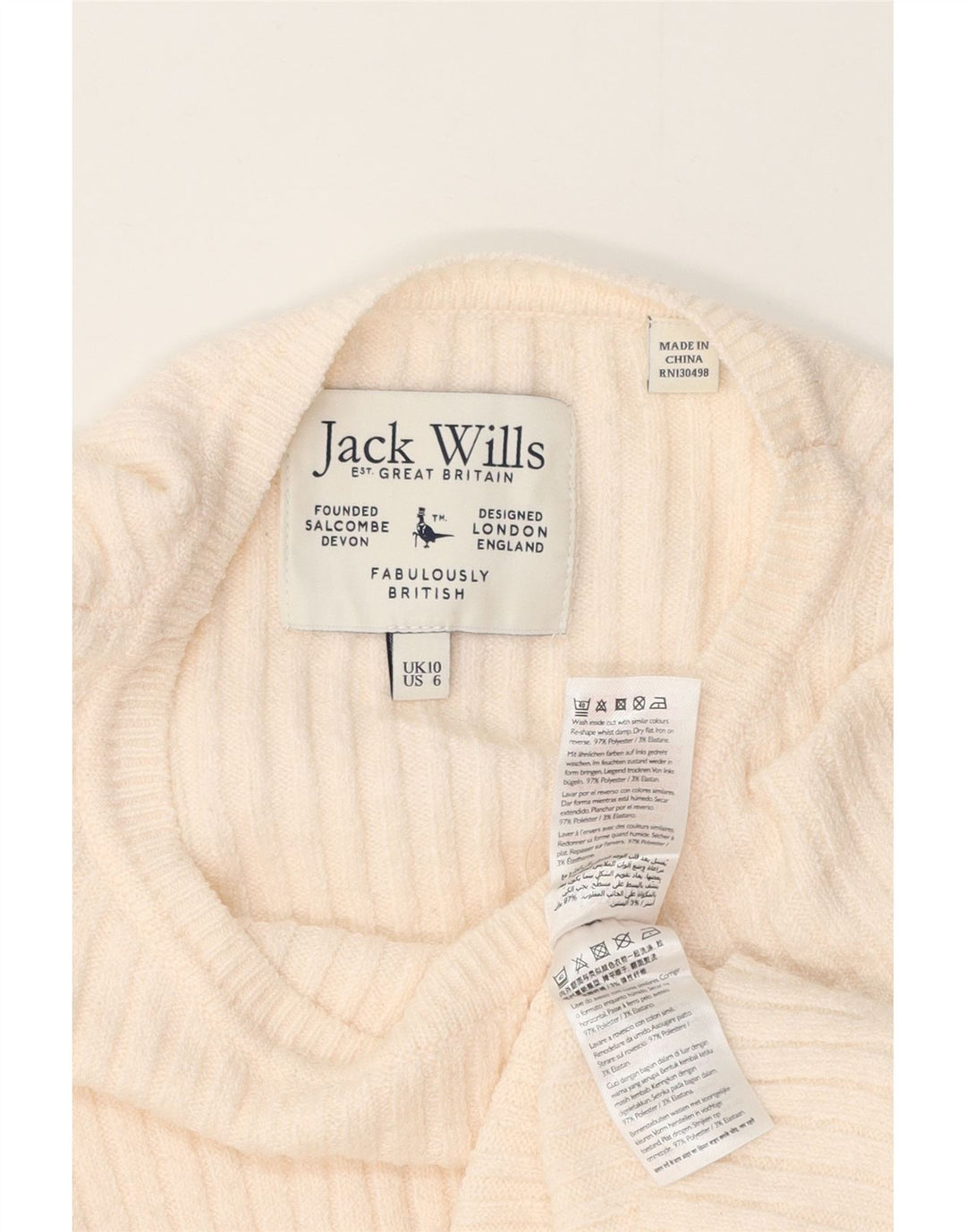 Jack Wills Γυναικεία Μπλούζα Τοπ UK 10 Small Off White Polyester