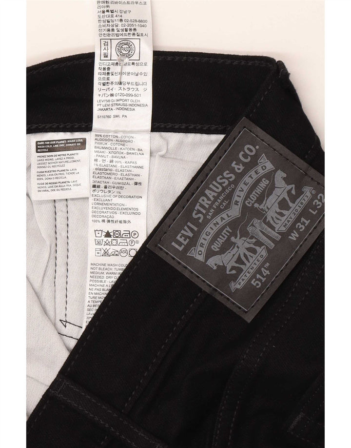 Levi's Mens 514 Straight Jeans W31 L32 Μαύρο βαμβακερό