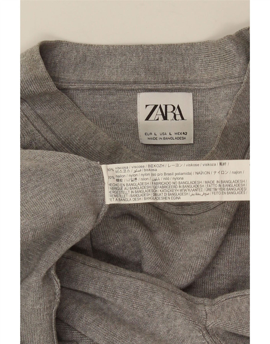 Ανδρικό πουλόβερ ZARA με λαιμόκοψη μεγάλο γκρι βισκόζη