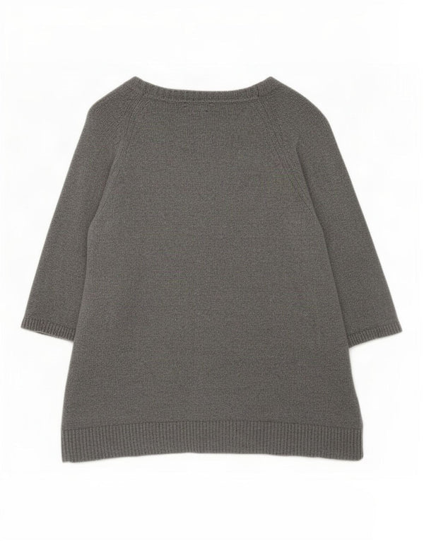 Massimo Dutti Γυναικείο πουλόβερ με 3/4 μανίκια V-λαιμόκοψη UK 14 Medium Grey