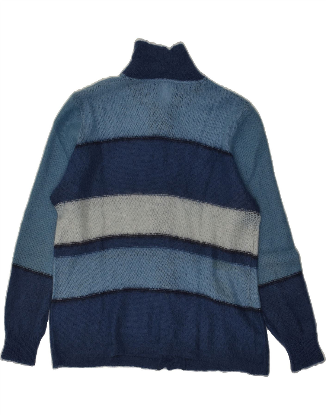 VINTAGE Womens Cardigan Sweater IT 48 XL Navy Blue Striped Polyamide | Vintage Vintage | Thrift | Second-Hand Vintage | Used Clothing | Messina Hembry 