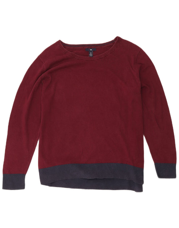 Gap Γυναικείο πουλόβερ με λαιμόκαυμα UK 18 XL Βουργουνδία, βαμβακερό χρώμα