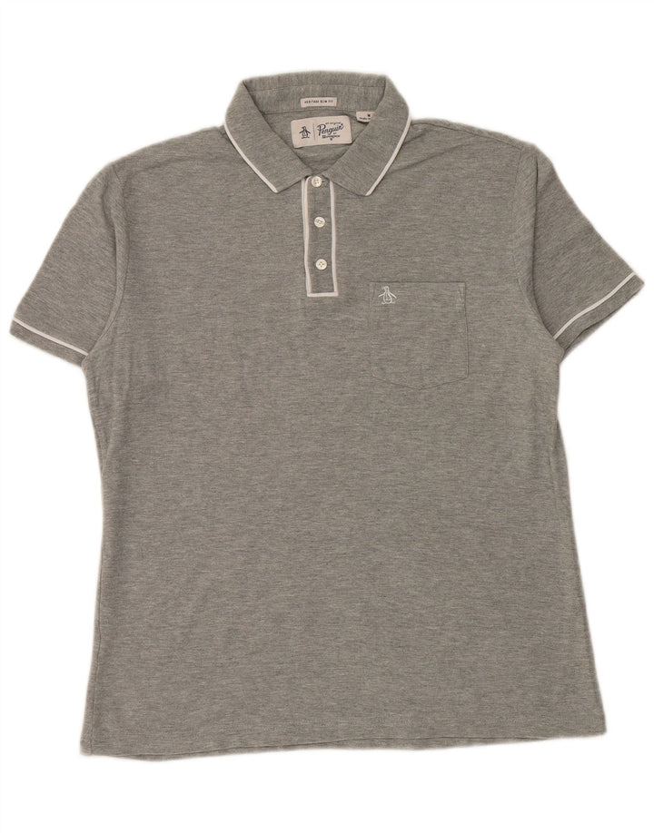 Ανδρικό Penguin Heritage Slim Fit Polo πουκάμισο μεσαίο γκρι ριγέ