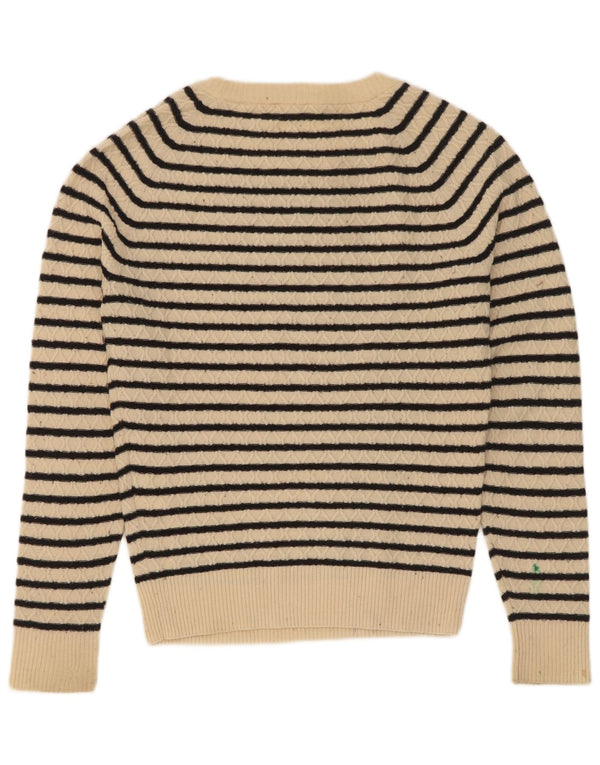 Γυναικείο Levi's Boat Neck Jumper UK 10 Small Beige ριγέ μαλλί