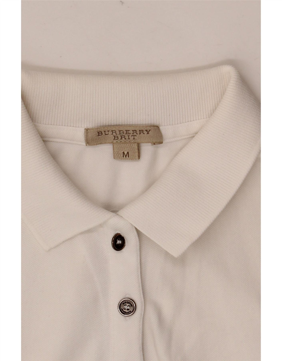 Γυναικείο αμάνικο μπλουζάκι πόλο BURBERRY BRIT UK 12 Medium White