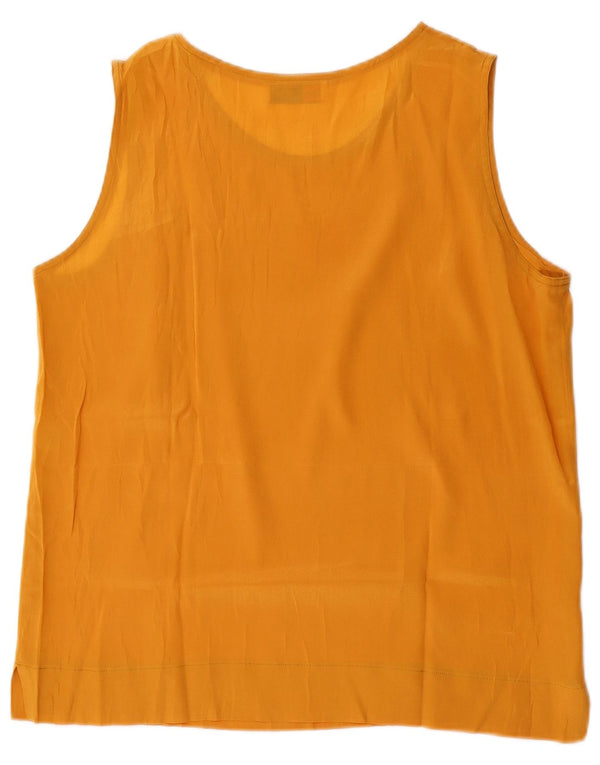 Vintage γυναικεία αμάνικη μπλούζα τοπ UK 14 Medium Yellow Acetate