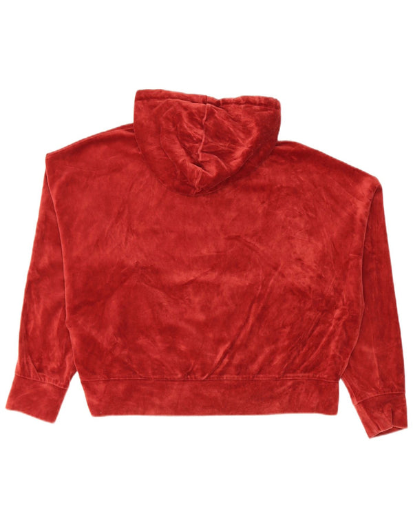 Puma Womens Crop Oversized Velor Hoodie Jumper UK 14 Μεσαίο κόκκινο βαμβακερό